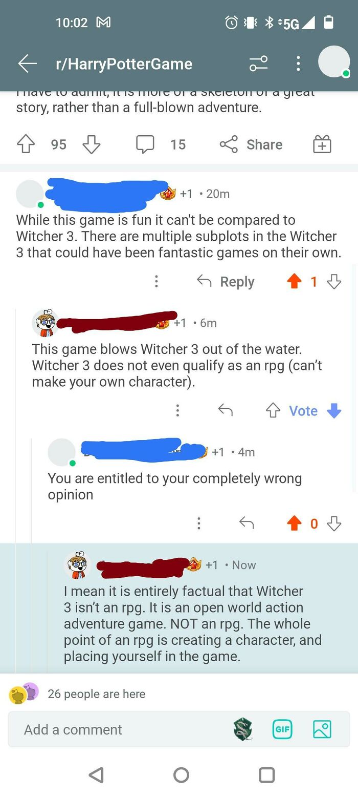 Today I Learned That Witcher 3 Isn't An Rpg Because "You Can't Make Your Own Character"