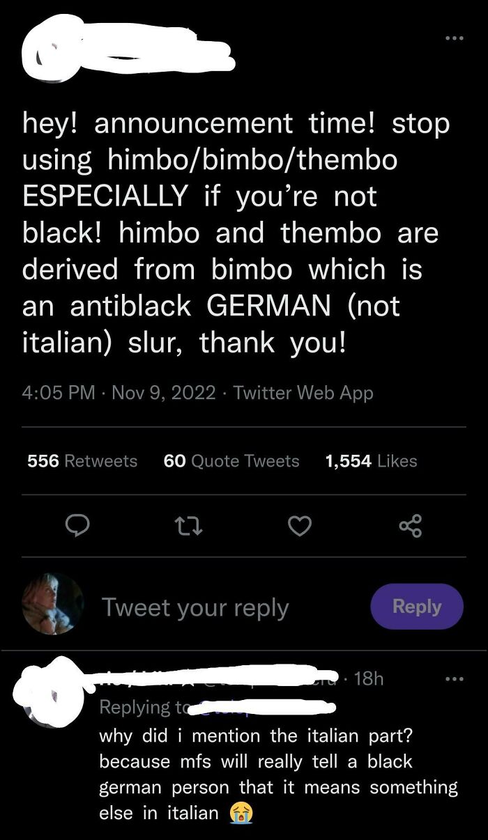 "Bimbo" Is Derived From An Antiblack German Slur And Doesn't Mean Anything Different In Italian