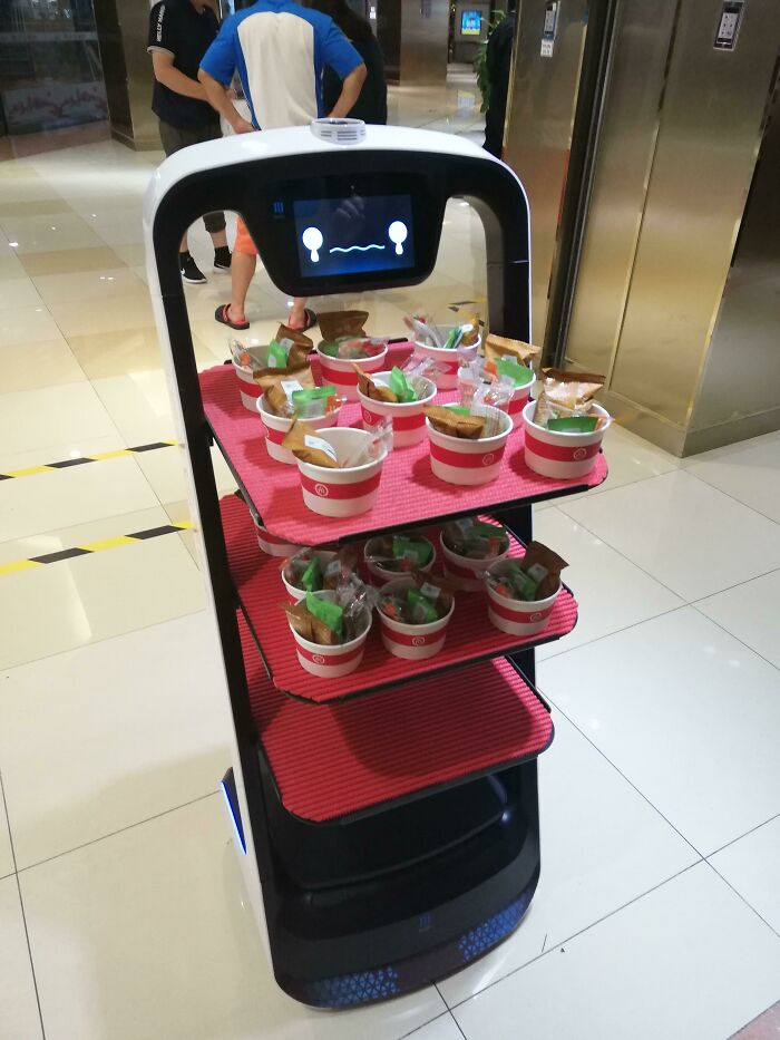 Snack Serving Robot In China Upset With Me Because I Didn't Take Any Snacks