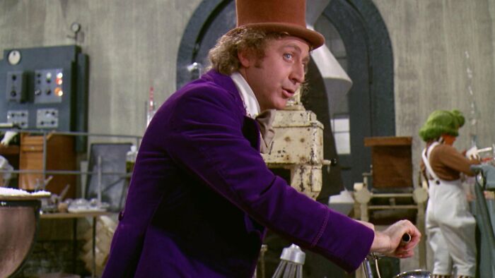 Willy Wonka near the machine 