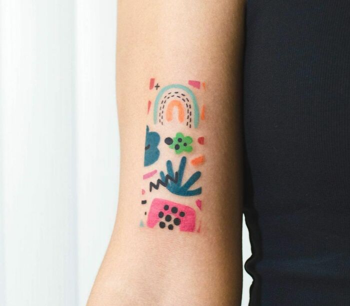 Abstract and colorful Pattern arm Tattoo 