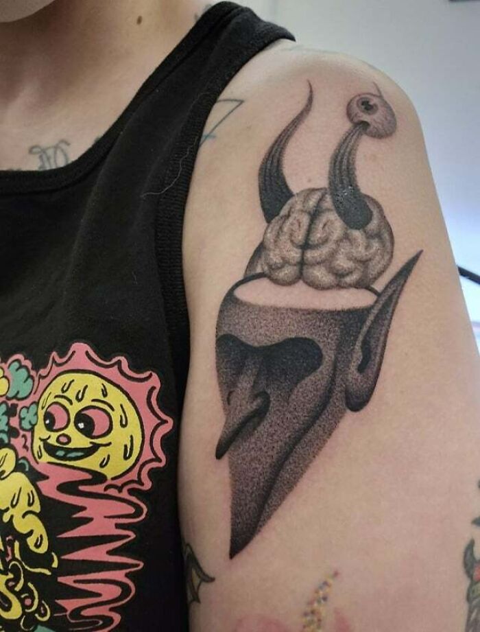 Abstract Demon Shoulder Tattoo