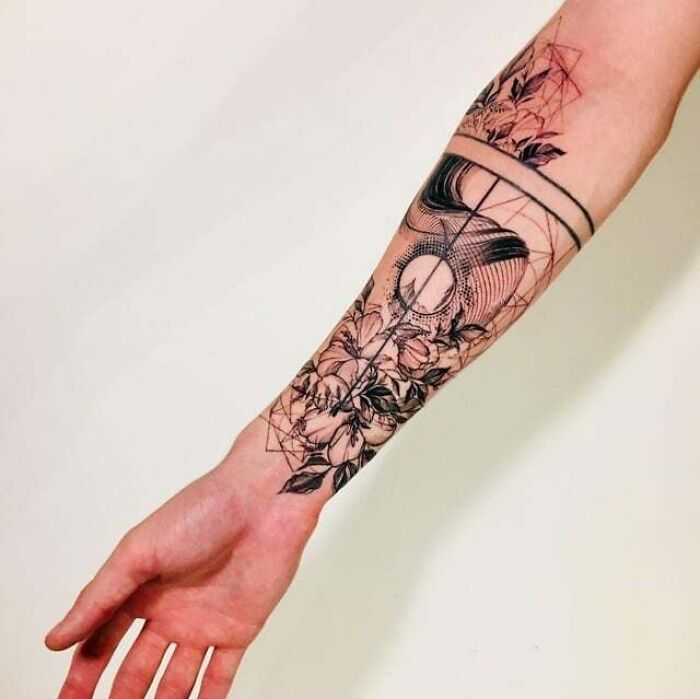 Abstract Floral Forearm Tattoo