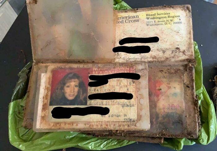A mi madre le robaron la cartera en los 80, en una ruta de senderismo. Hoy lo han encontrado, el cuero estaba destruido, pero lo demás no