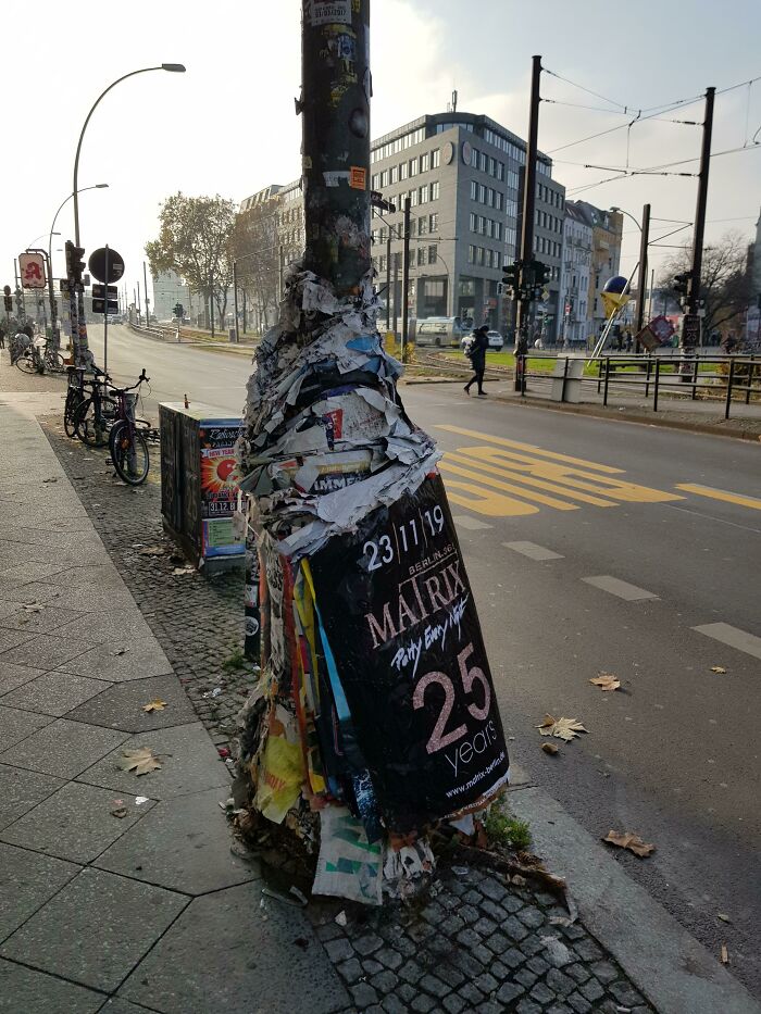 Look How Thick The Layers Of All These Posters Are On This Lamppost In Berlin, Germany