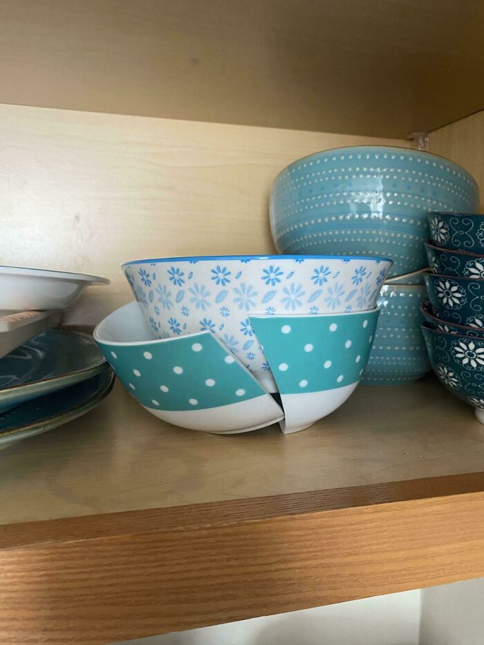 Opened My Cabinet To Find My Favorite Bowl Randomly Split In Half