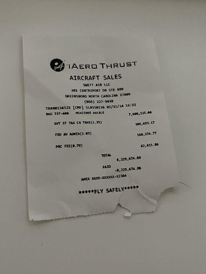 Found A Receipt For A Boeing 737 Purchase At Work Today