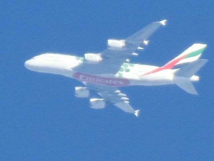 I’m 15 And For Now I Can’t Go To An Airport To Do Some Plane Spotting. So Instead, My Parents Bought Me A Nikon P900 That Can Zoom To 83 Times. And Now, I Can Plane Spot From My House. This Is My Favourite Pic So Far. An A380 Emirates Expo 2020 Livery