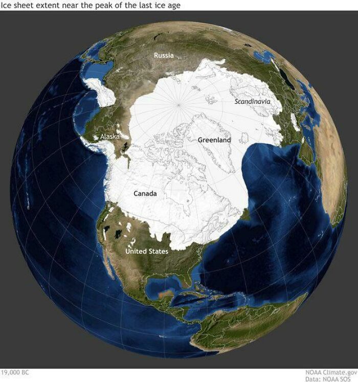 Map Showing The Extent Of Earth’s Ice Cap During The Last Glacial Maximum 20,000 Years Ago