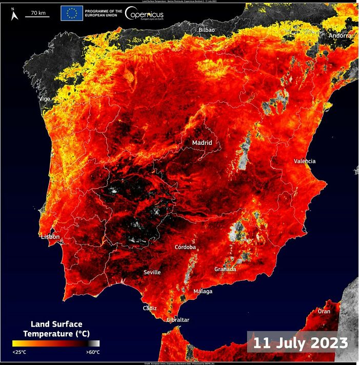 Spain Is Gonna Change Its Name To Mordor! Surface Temperature Map