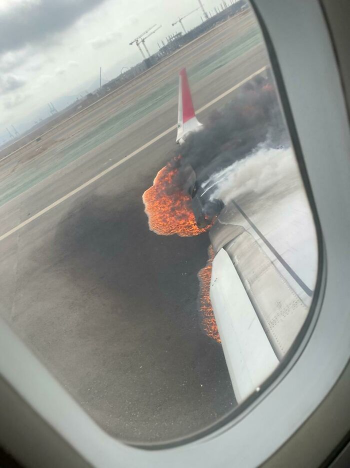 View From Inside A Latam A320neo Shortly After Landing Gear Collapse Due To Collision With Firetruck On Takeoff