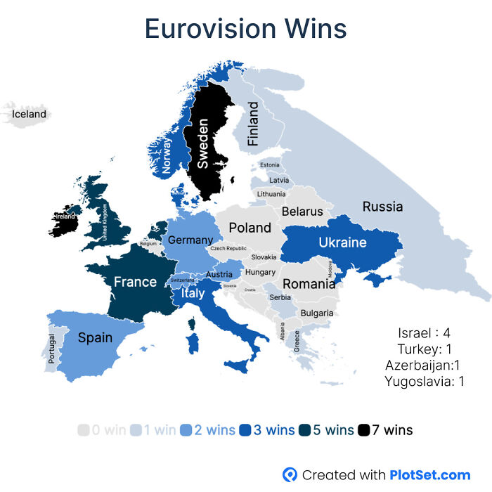 Mapping Eurovision Song Contest Wins