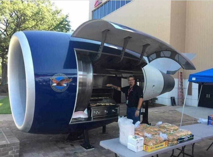 747 Engine Turned Into Grill