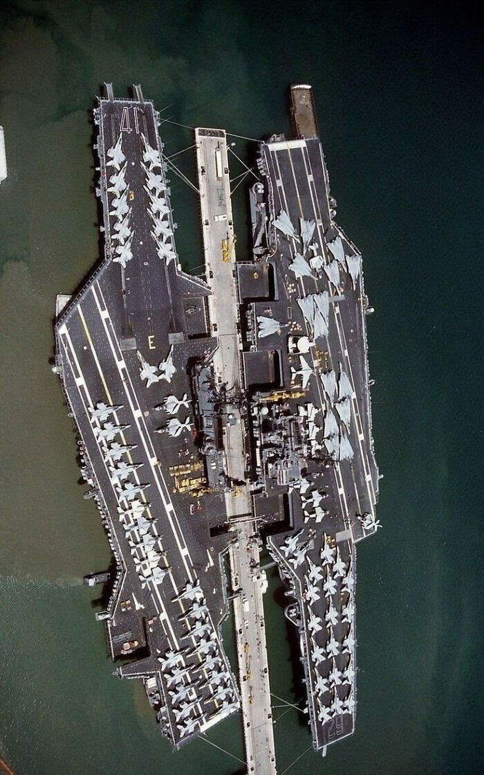 Us Midway And Uss Independence Docked Together