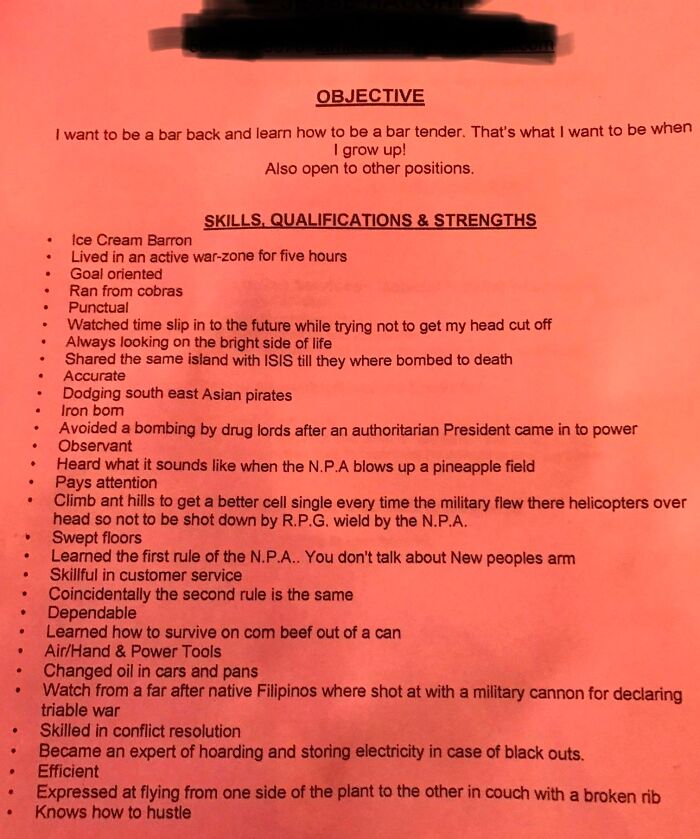 So A Guy Dropped Off This Resume Today. He Was Very Serious Too