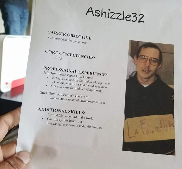 Local Company Received This Resume. I Bet They Hired Him On The Spot