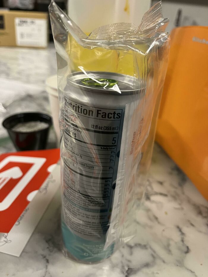 This Aluminum Can Comes Wrapped In Plastic