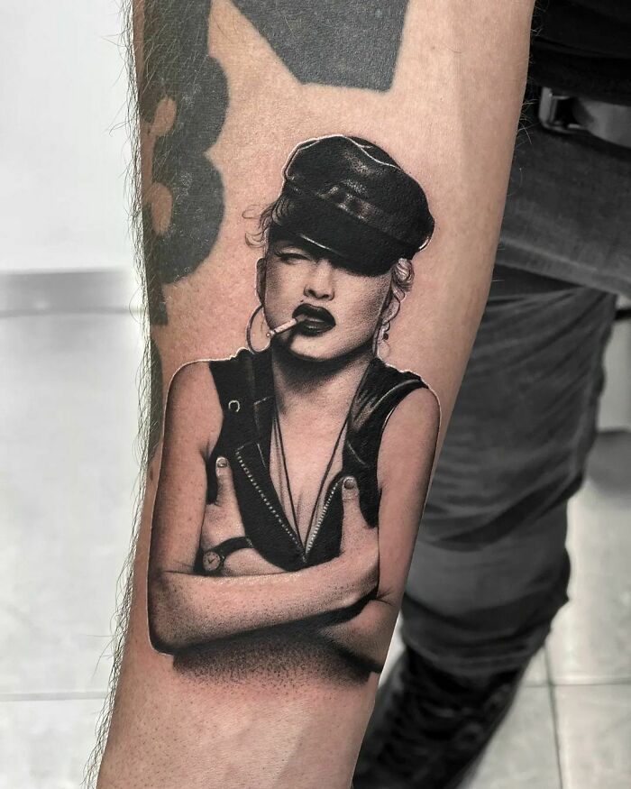 Realistic Madonna Portrait tattoo