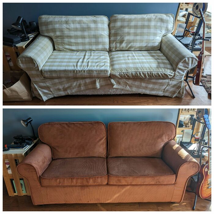 A Different Kind Of Thrift-Flip: I Reupholstered My Couch And It's A Major Upgrade