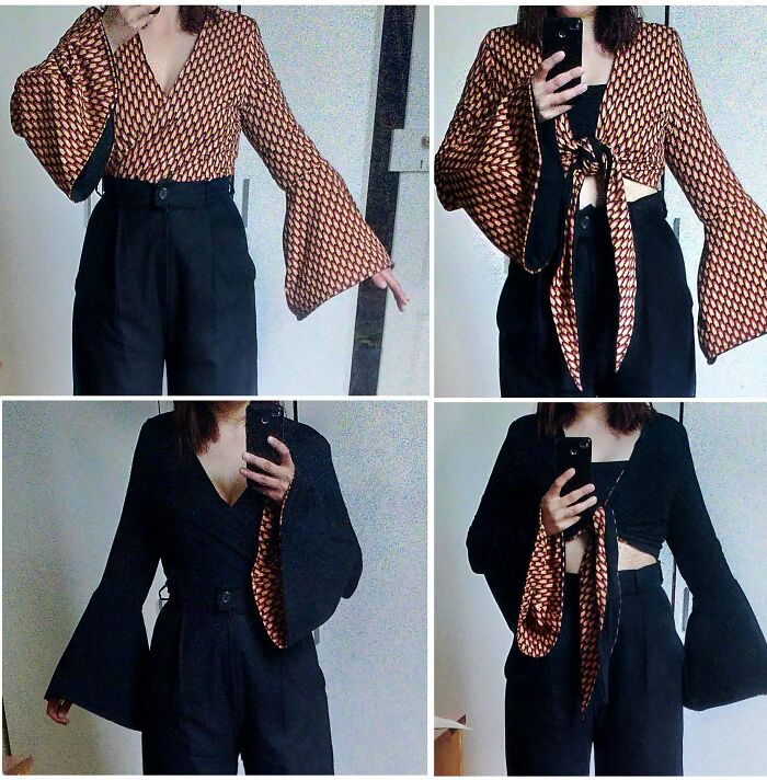 Tried Drafting A Bell Sleeve Wrap Top - And Made It Reversible