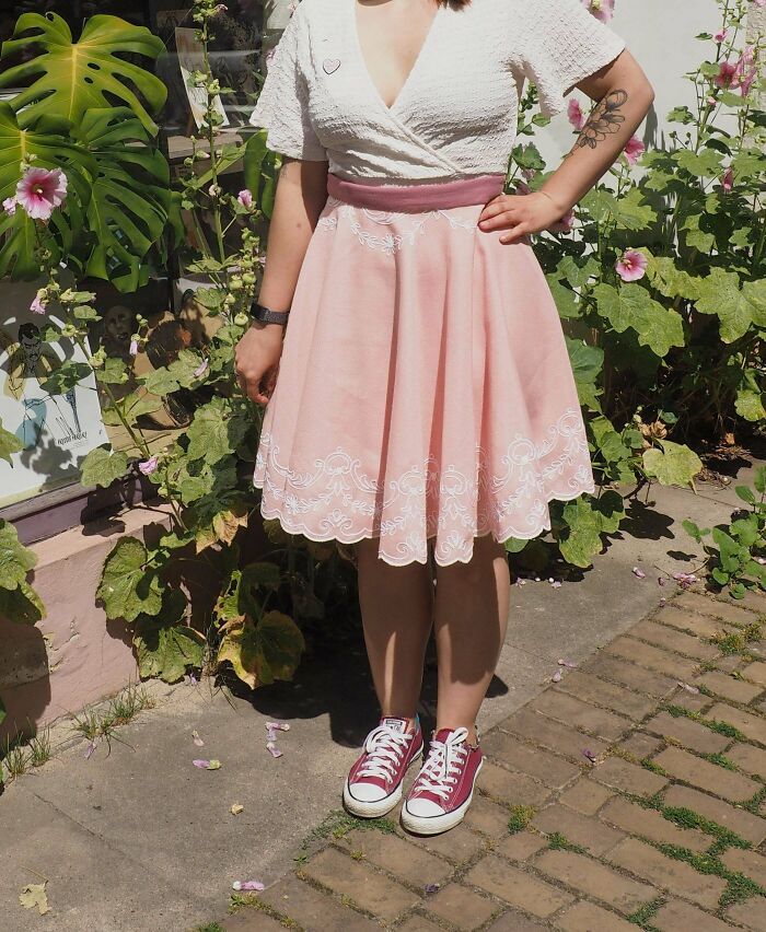 First Skirt I Made A While Ago (Handsewn, From A Tablecloth)
