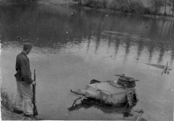 Panzer Submerged In Meuse River, 1940, From "Panzer Of The Lake" Meme