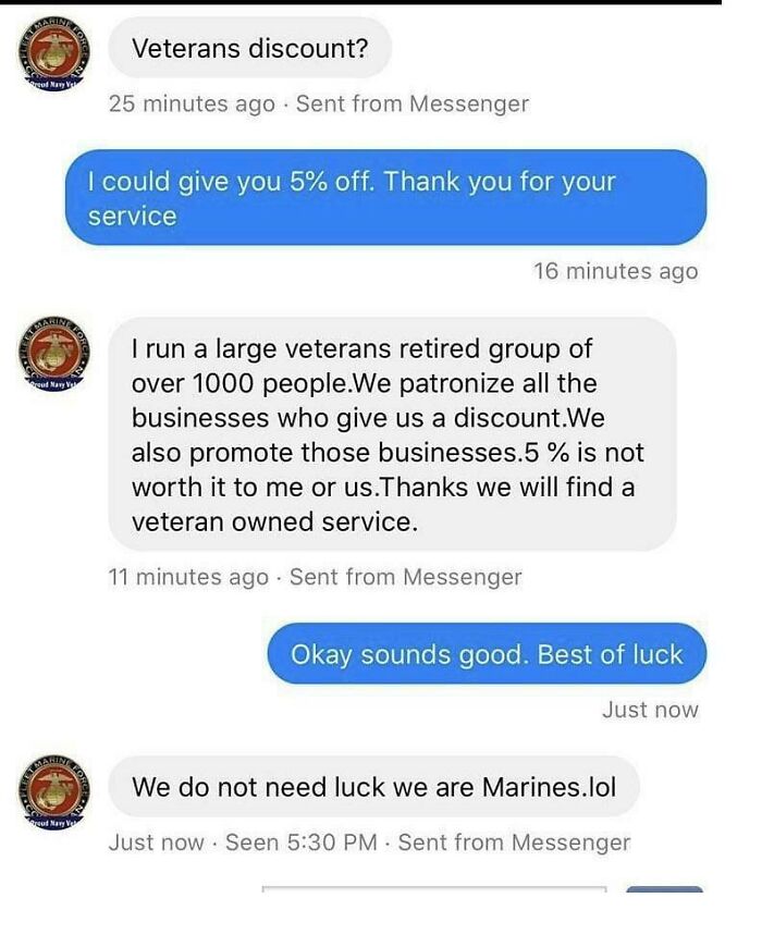 Hey, I'm A Marine! Can I Get A Discount?