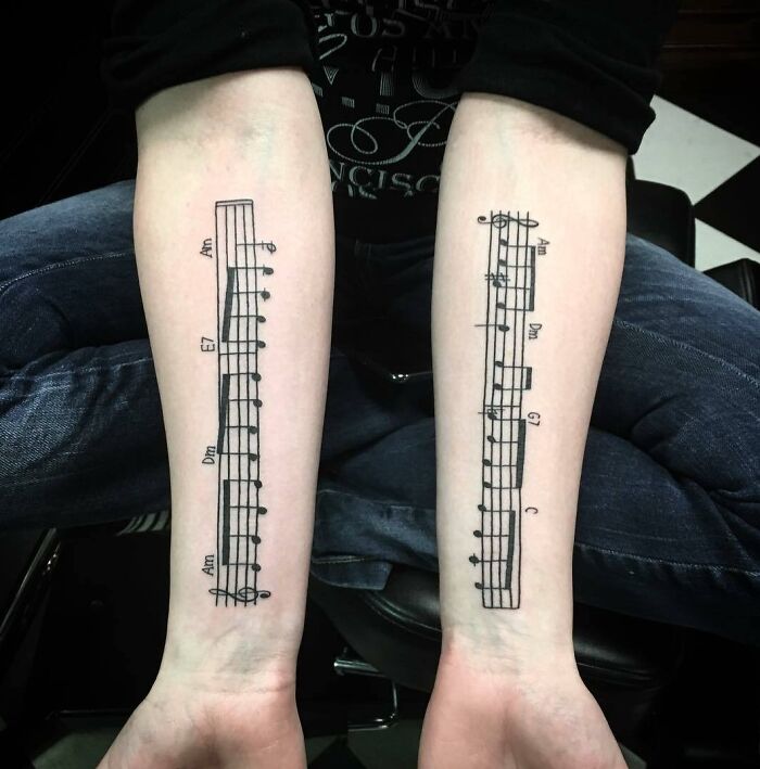 Musical tattoos on arm