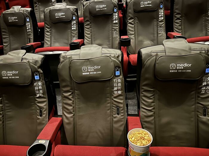 Watched A Movie In A Cinema With Free Massage Chairs And USB Charging Ports