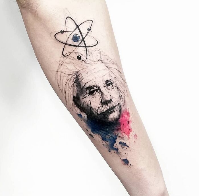 Albert Einstein arm tattoo