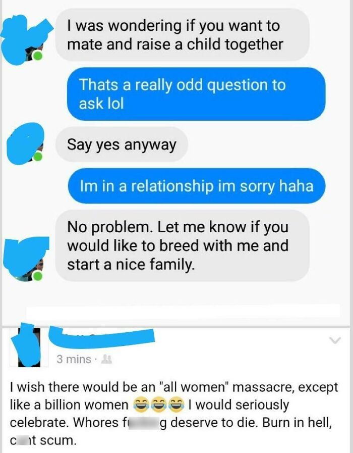 Messages And A Bitter Status From The Same Dude