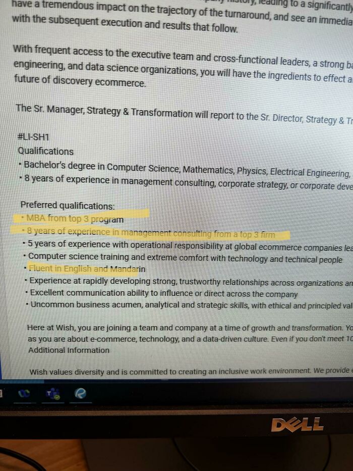 This Set Of Job Requirements Cracked Me Up. Sr. Manager Role. There Might Be Like 5 People In The Us Who Are Qualified