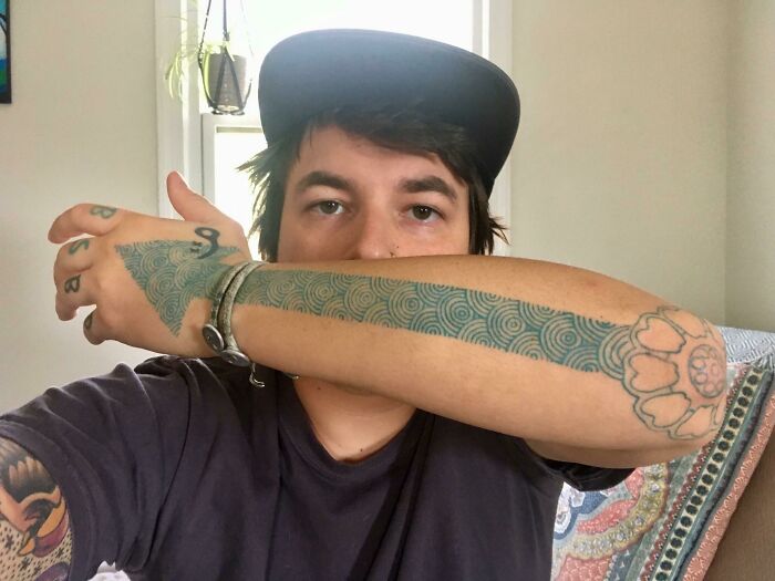 Lotus tattoo on the elbow
