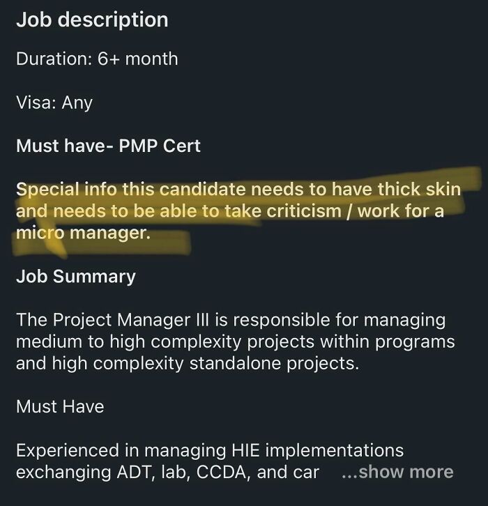 Anyone Else Read This As, “Must Be Willing To Take Abuse”?