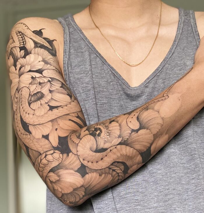 snake sleeve tattoo