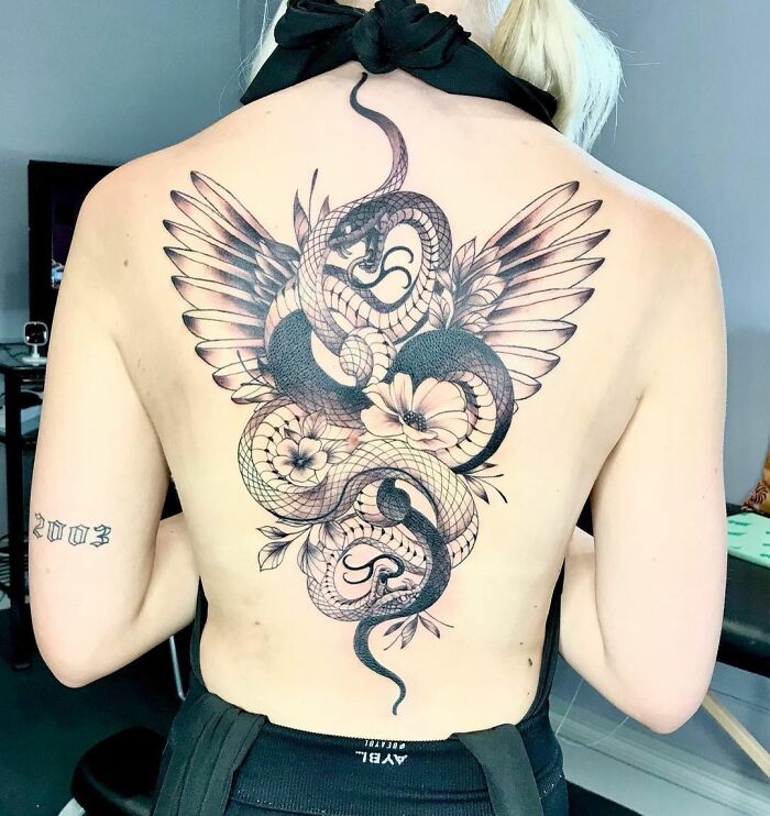 snake back tattoo