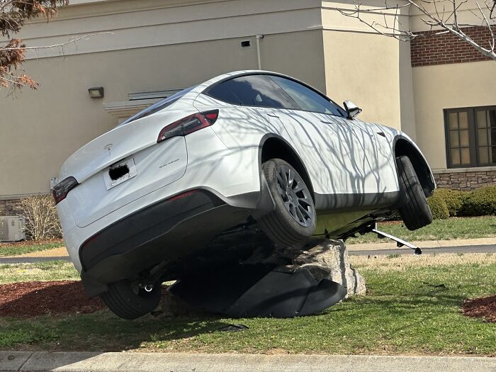 Two-Day-Old Tesla Gets Stuck In The Parking Lot At My Work