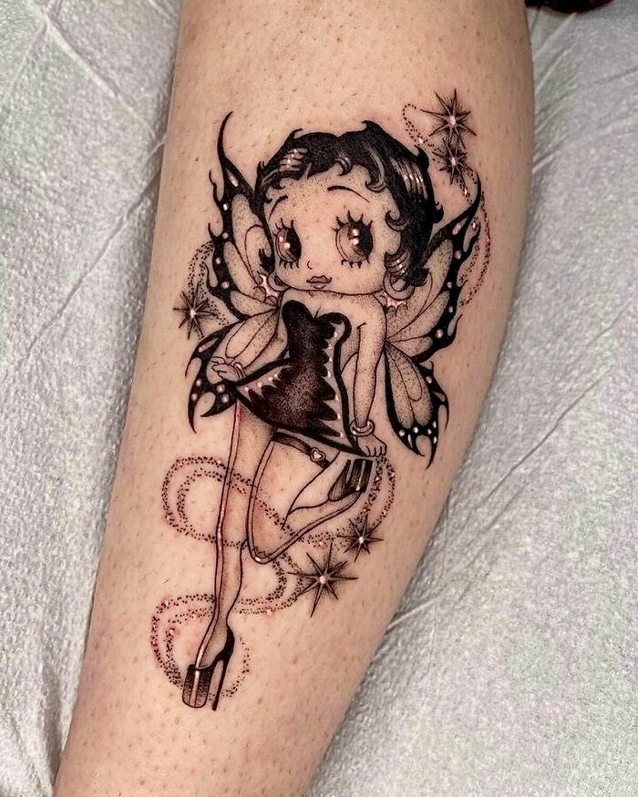 Betty boop fairy with stars tattoo