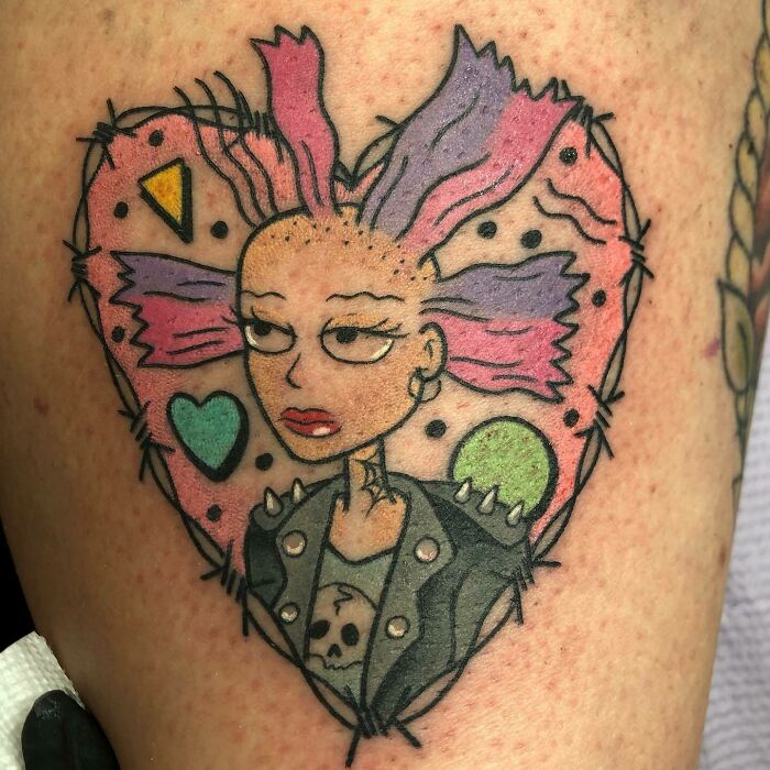  90’s colorful Cynthia tattoo