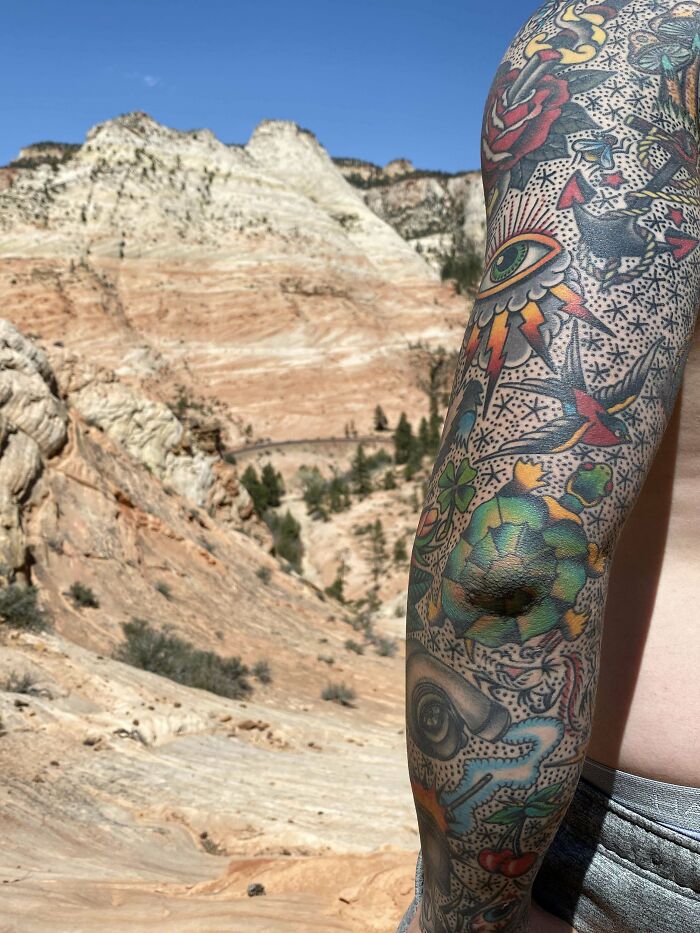 Turtle elbow tattoo