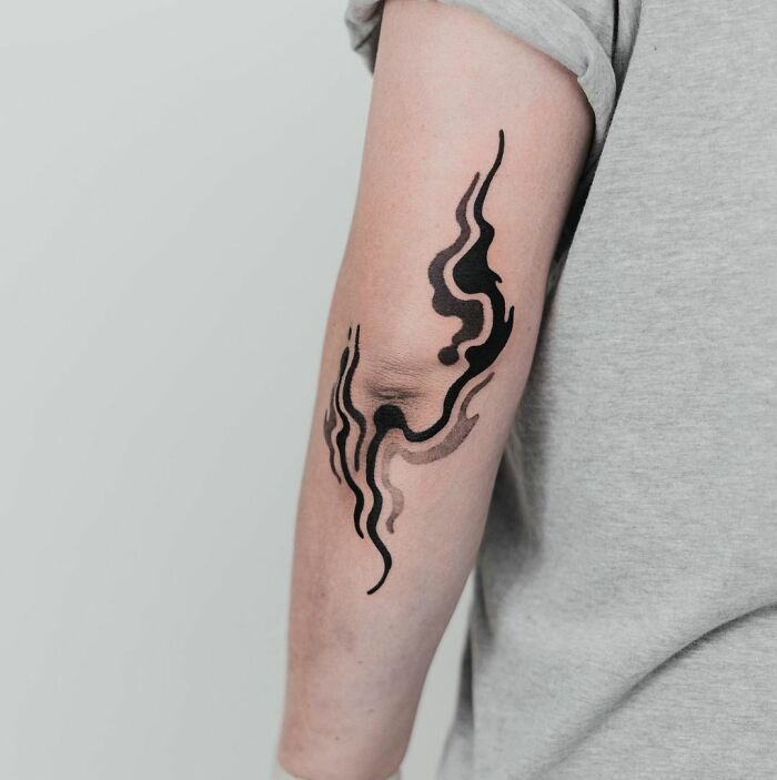 art tattoo on the elbow