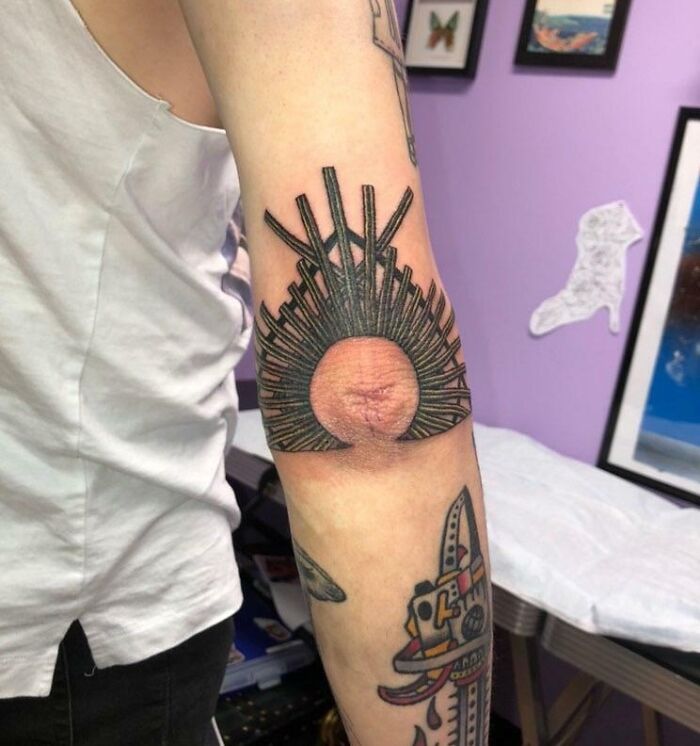 Midsommar inspired elbow tattoo