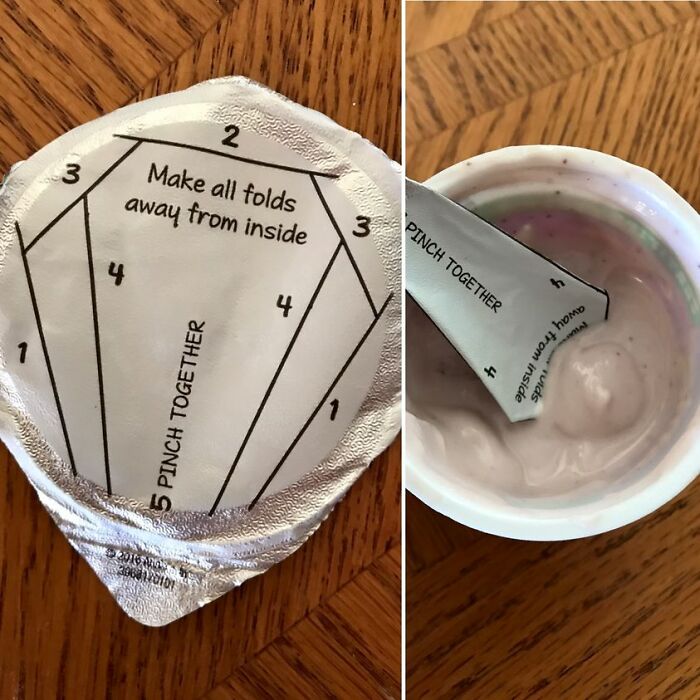 This Yogurt Lid Can Be Folded Into A Little Spoon