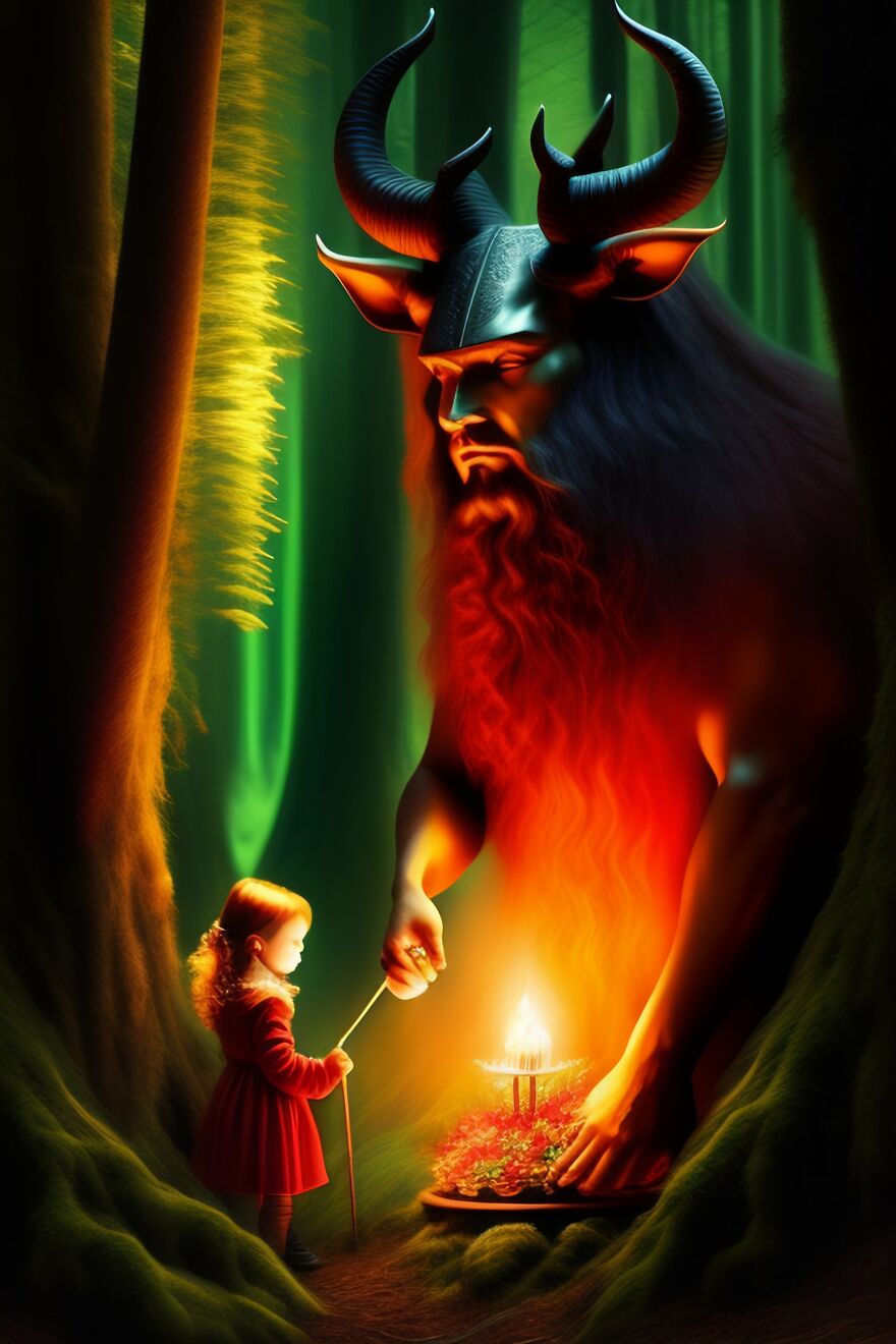 Forest God With Little Girl
