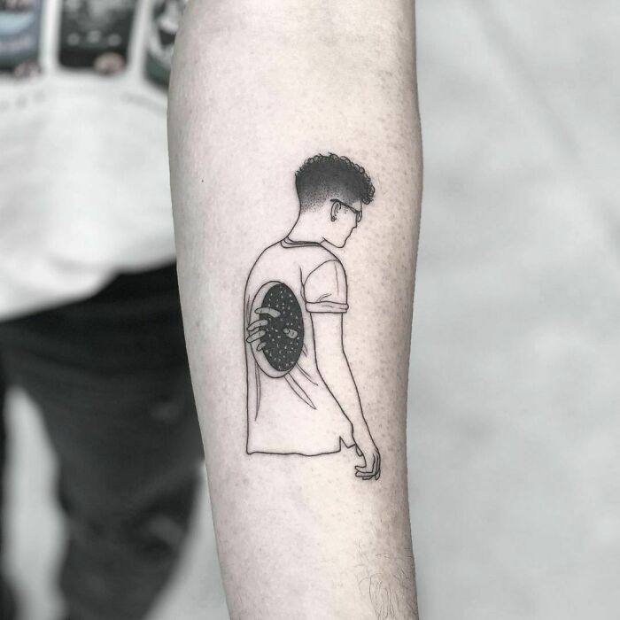 Man figure with the void inside tattoo 