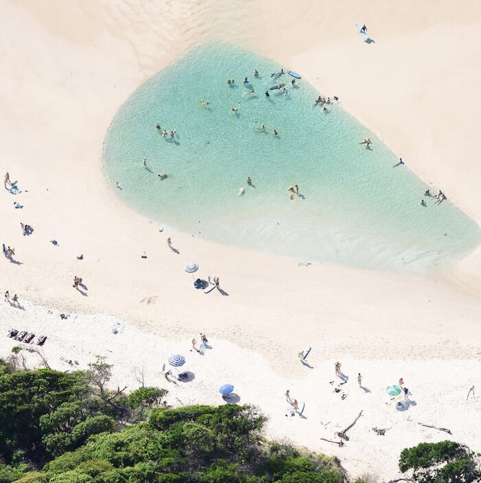 An Aerial Photograph Of A Typical Summer Day In Byron Bay