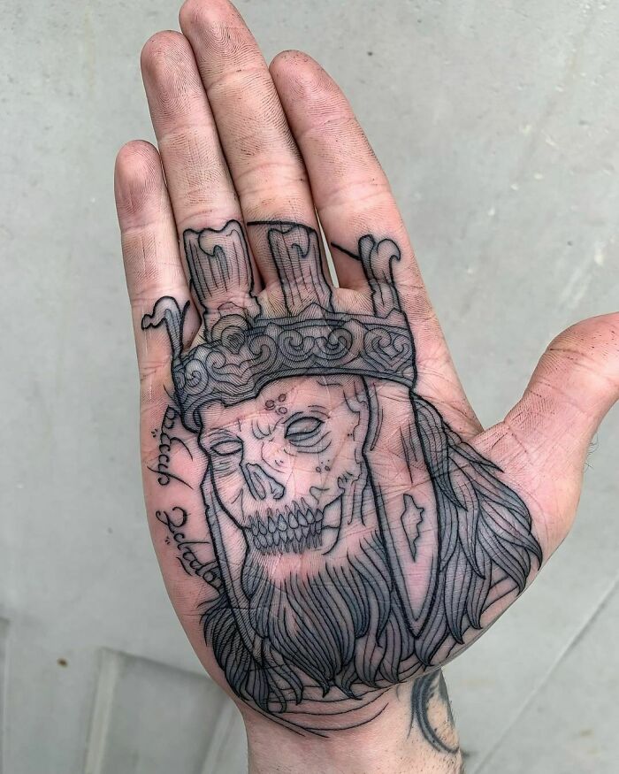 King Of The Dead Palm Tattoo