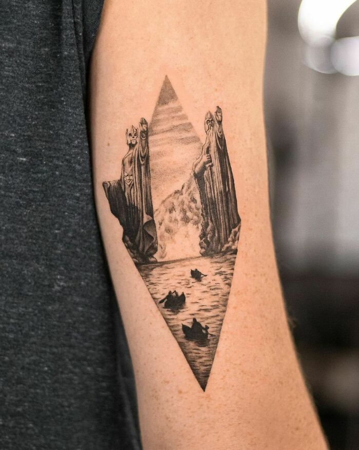 The Gates Of Argonath And The River Anduin Tattoo