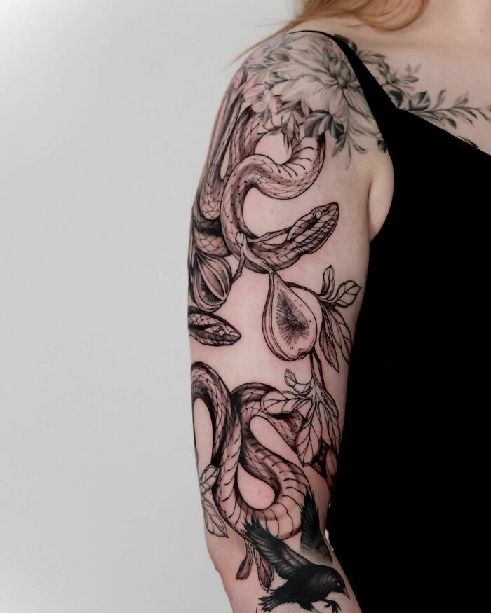 snake sleeve tattoo