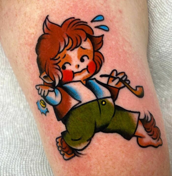 Cartoon Frodo with the pipe and a ring 